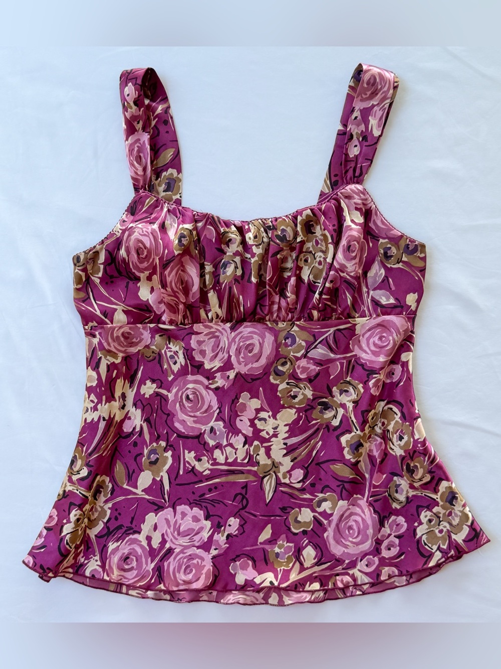 Y2K IZ Byer Satin Floral Babydoll Tank Top